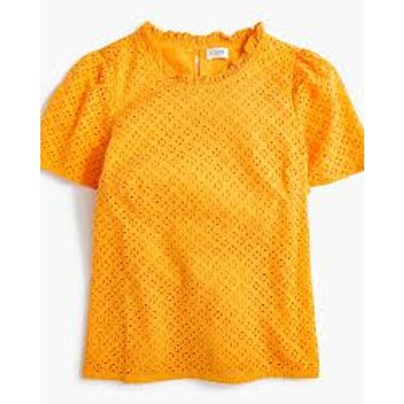 J. Crew Factory Tops - J. Crew Factory Eyelet Puff-Sleeve Top Saffron Size XS NWT